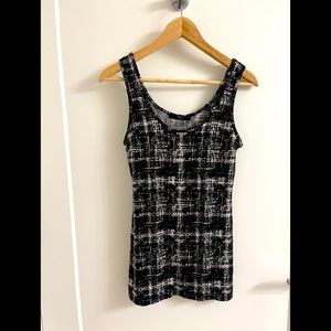 Black tank with white soft check print